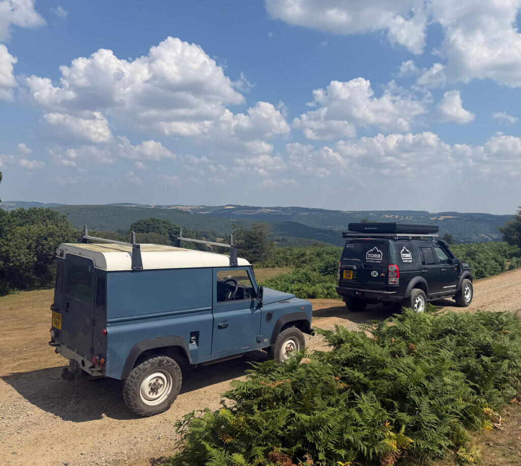 A 4x4 on a green lane on Dartmoor during a Torr Overland day